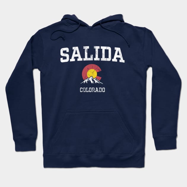 Salida Colorado CO Vintage Athletic Mountains Hoodie by TGKelly